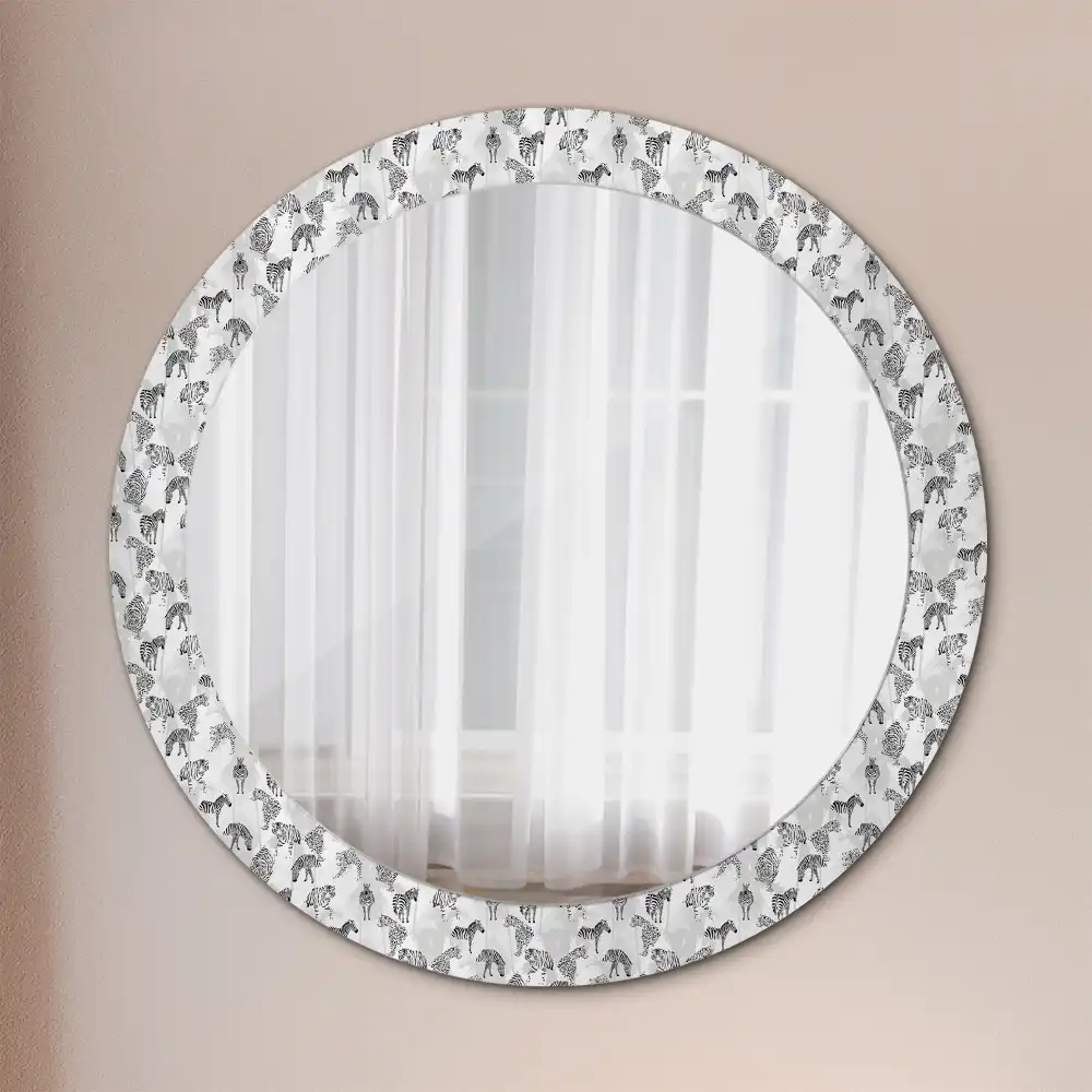 Miroir rond cadre avec impression tigre tropical