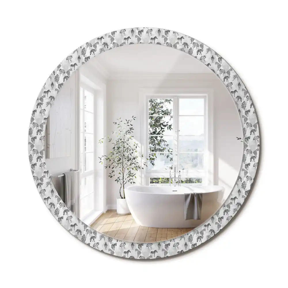 Miroir rond cadre avec impression tigre tropical