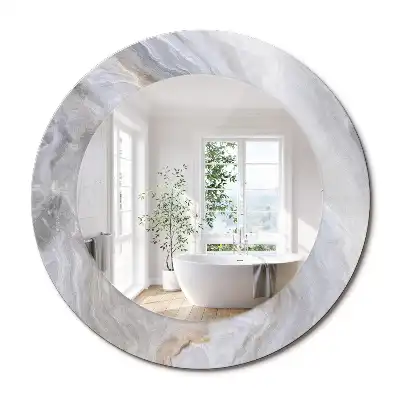 Miroir rond cadre imprimé marbre abstrait