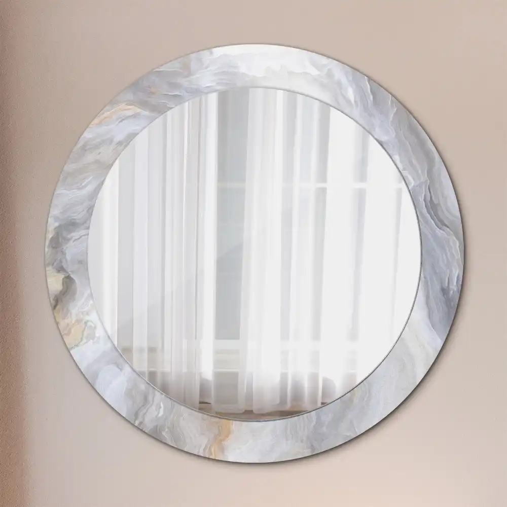 Miroir rond cadre imprimé marbre abstrait