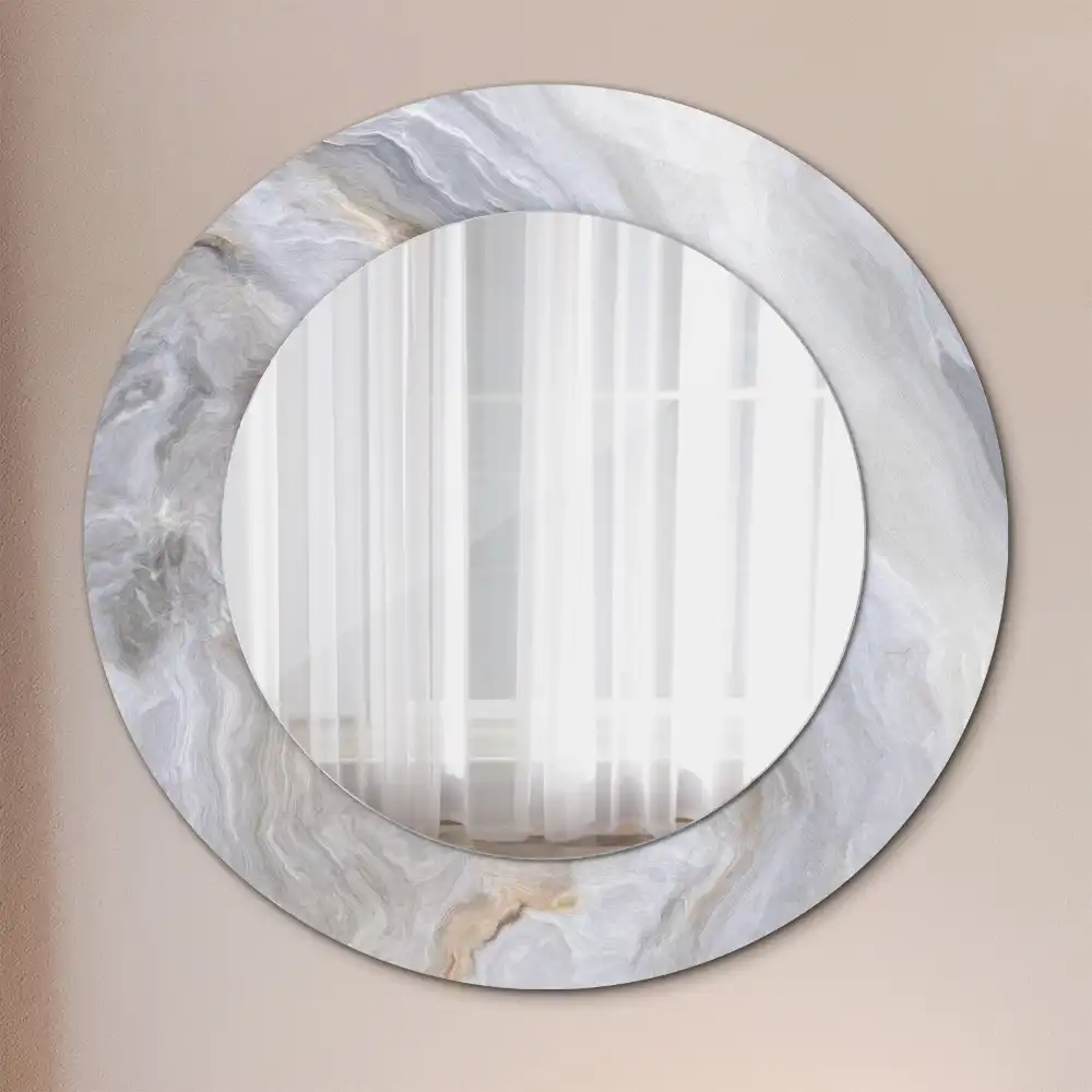 Miroir rond cadre imprimé marbre abstrait