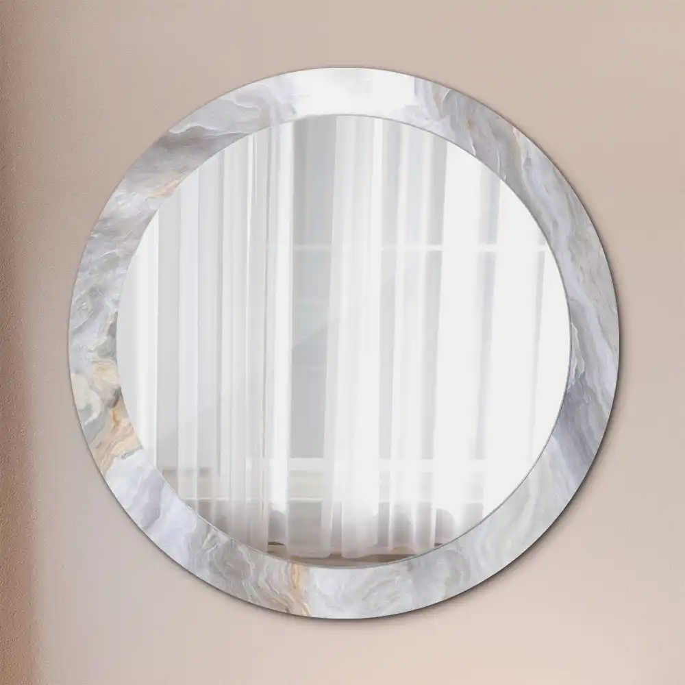 Miroir rond cadre imprimé marbre abstrait