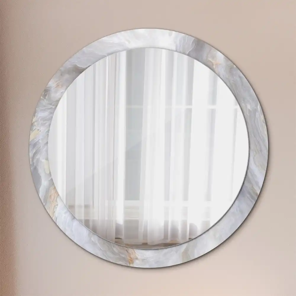 Miroir rond cadre imprimé marbre abstrait