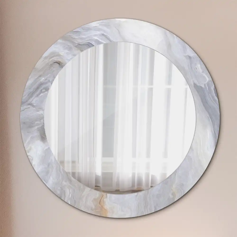 Miroir rond cadre imprimé marbre abstrait