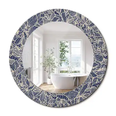 Miroir rond cadre imprimé fleurs