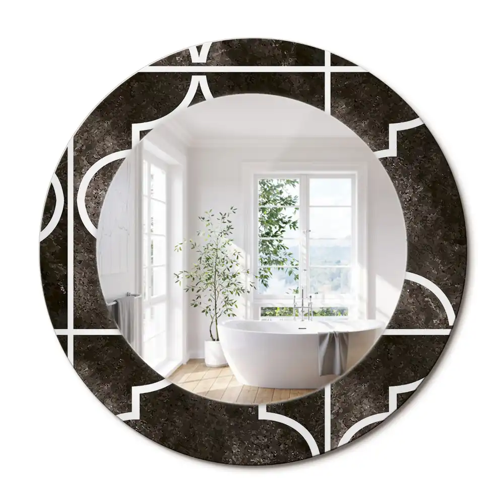 Miroir rond cadre imprimé motif antique
