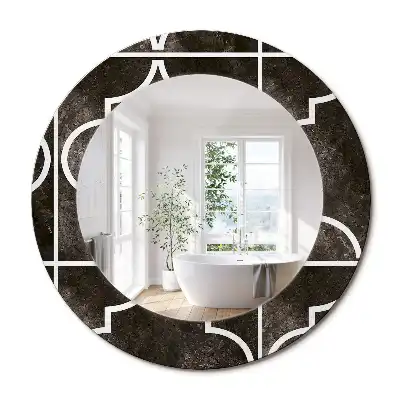 Miroir rond cadre imprimé motif antique