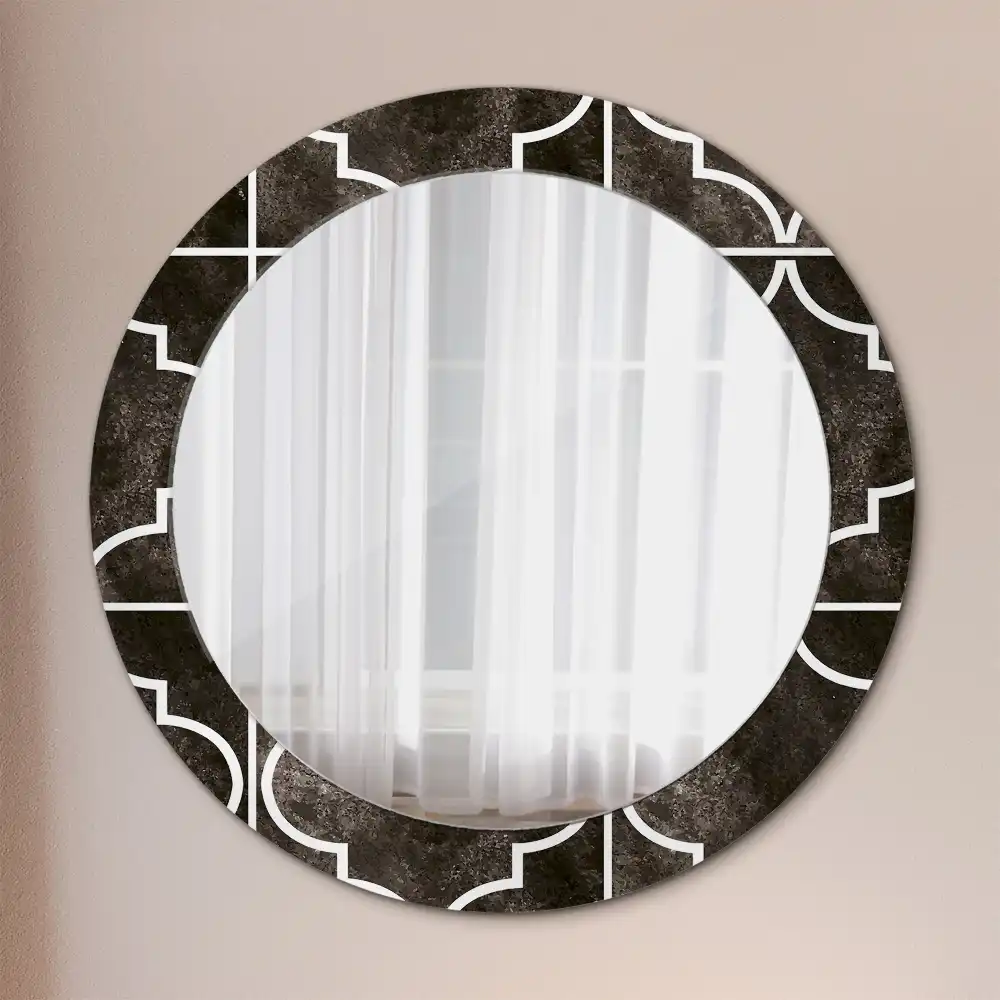 Miroir rond cadre imprimé motif antique