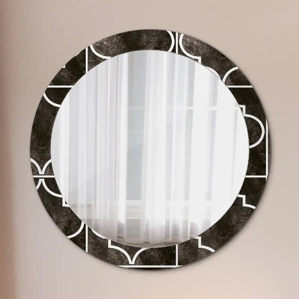 Miroir rond cadre imprimé motif antique