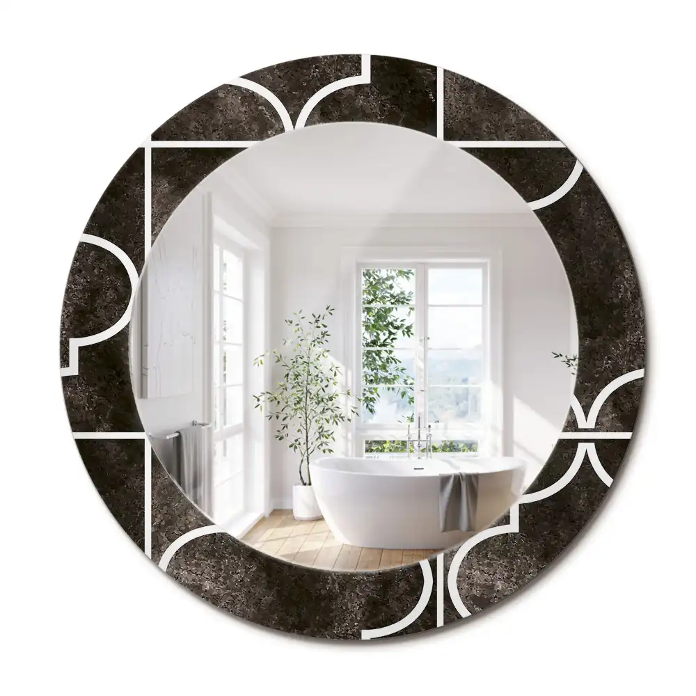 Miroir rond cadre imprimé motif antique