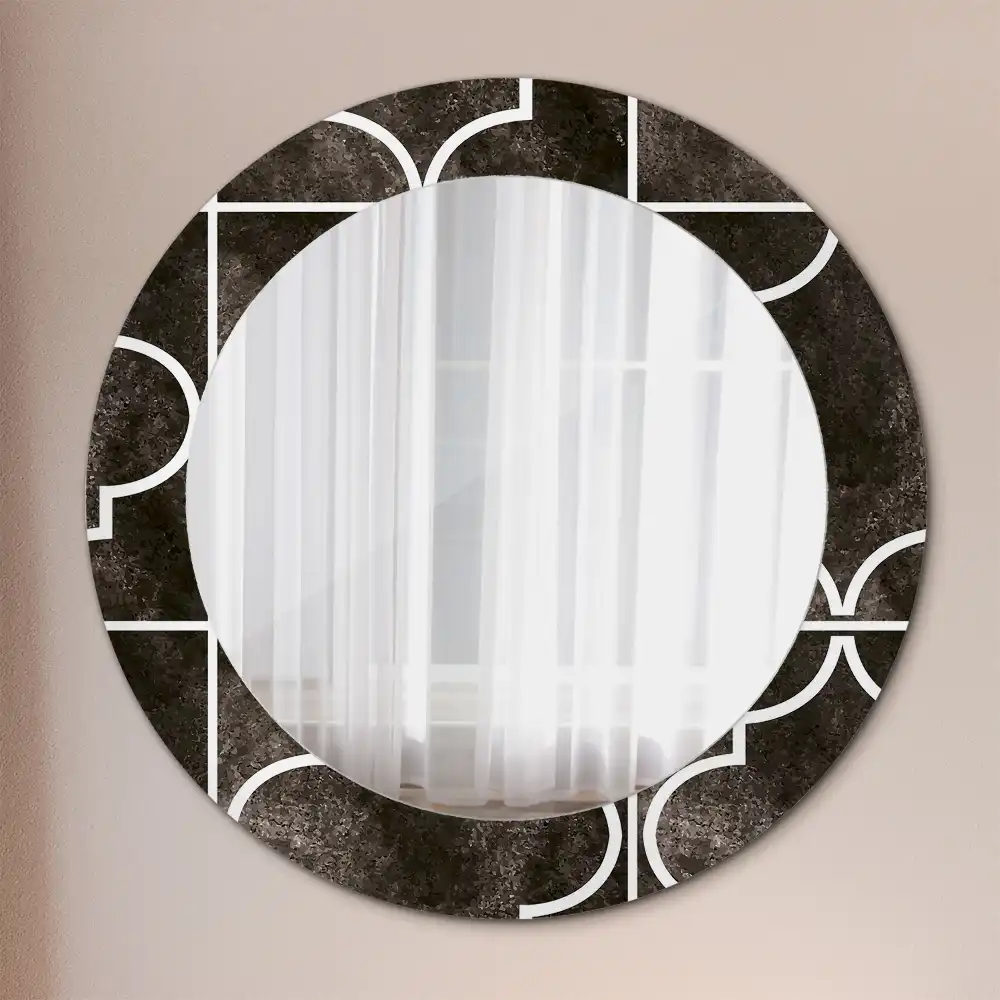 Miroir rond cadre imprimé motif antique