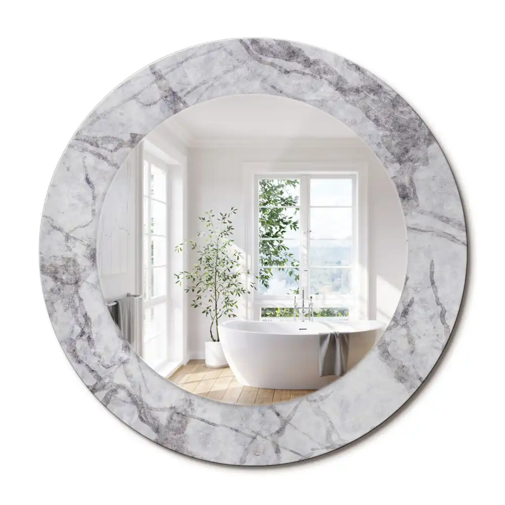Miroir rond avec décoration marbre blanc