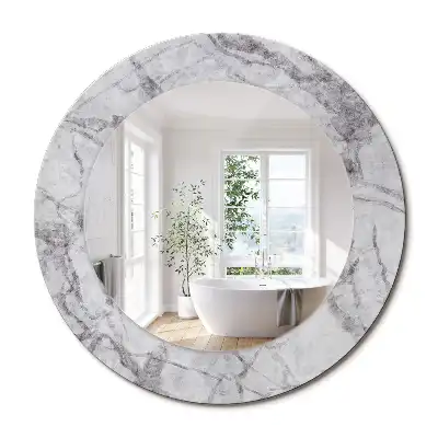Miroir rond avec décoration marbre blanc