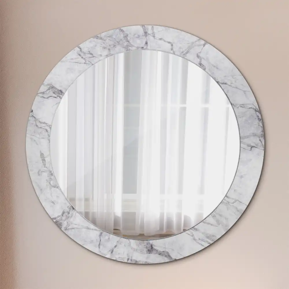 Miroir rond avec décoration marbre blanc
