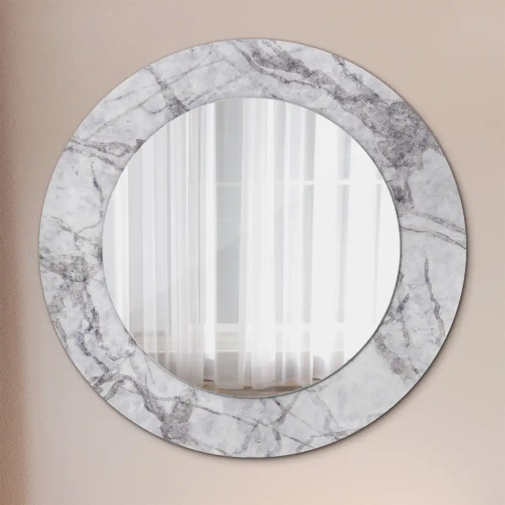 Miroir rond avec décoration marbre blanc