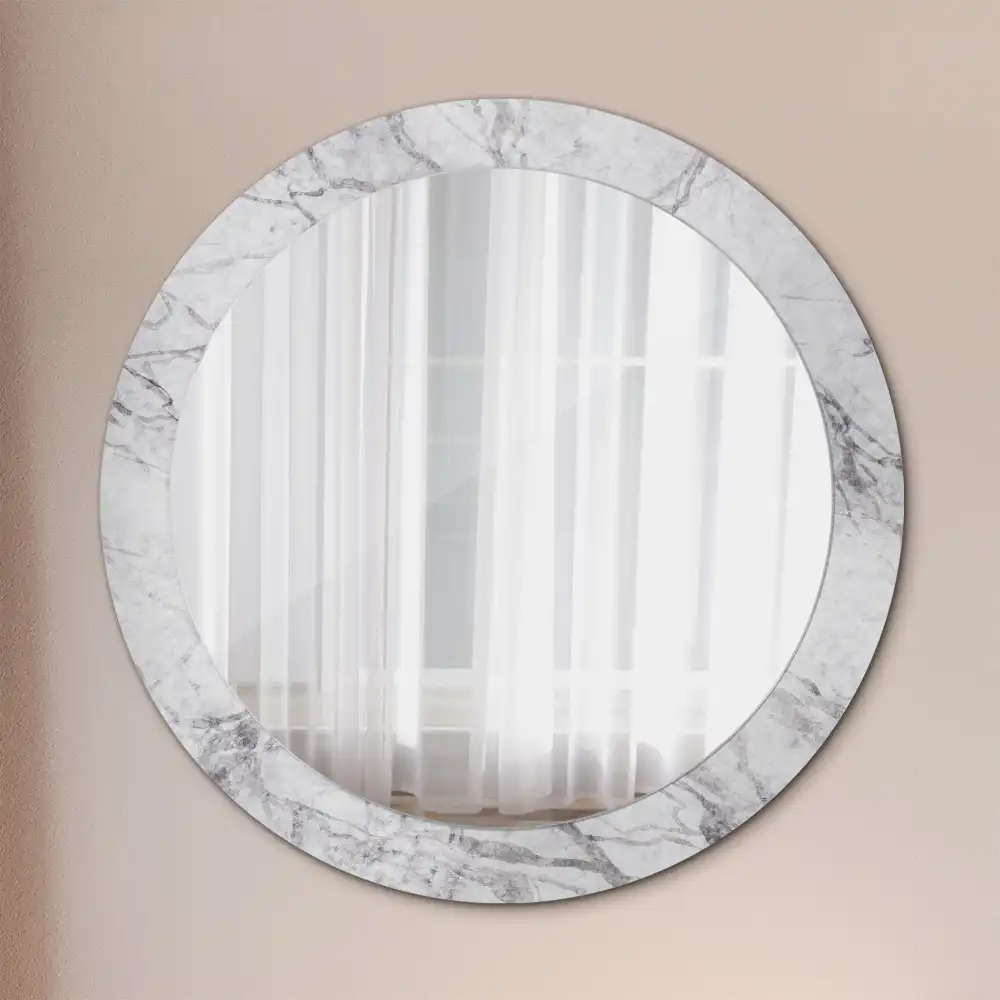 Miroir rond avec décoration marbre blanc