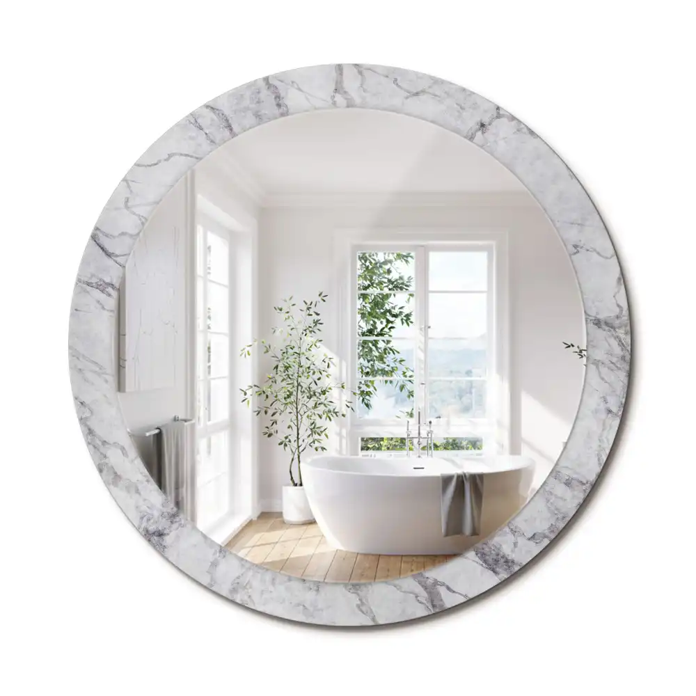 Miroir rond avec décoration marbre blanc