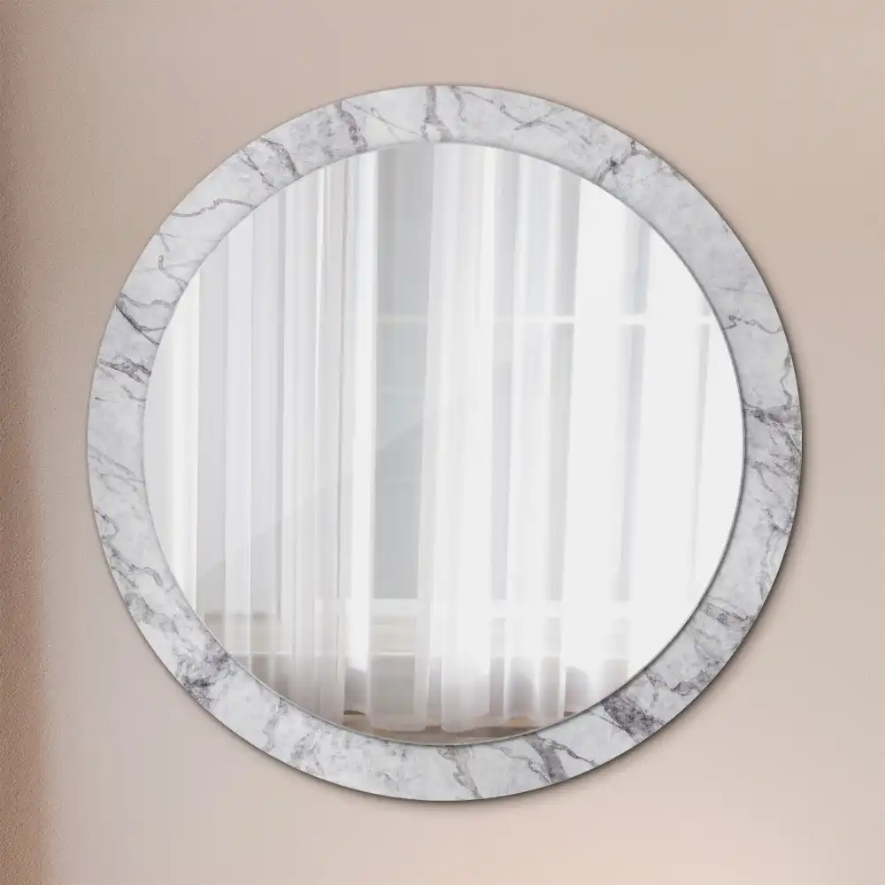Miroir rond avec décoration marbre blanc