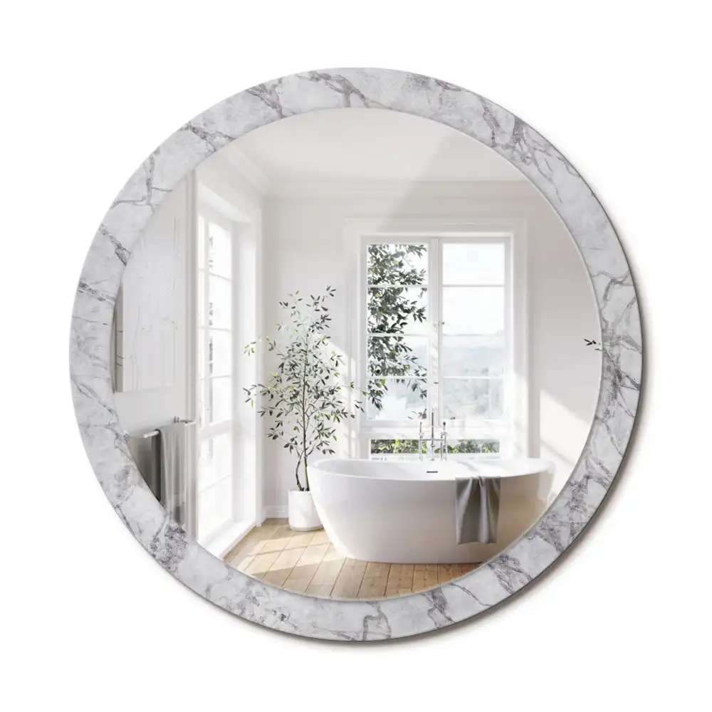 Miroir rond avec décoration marbre blanc