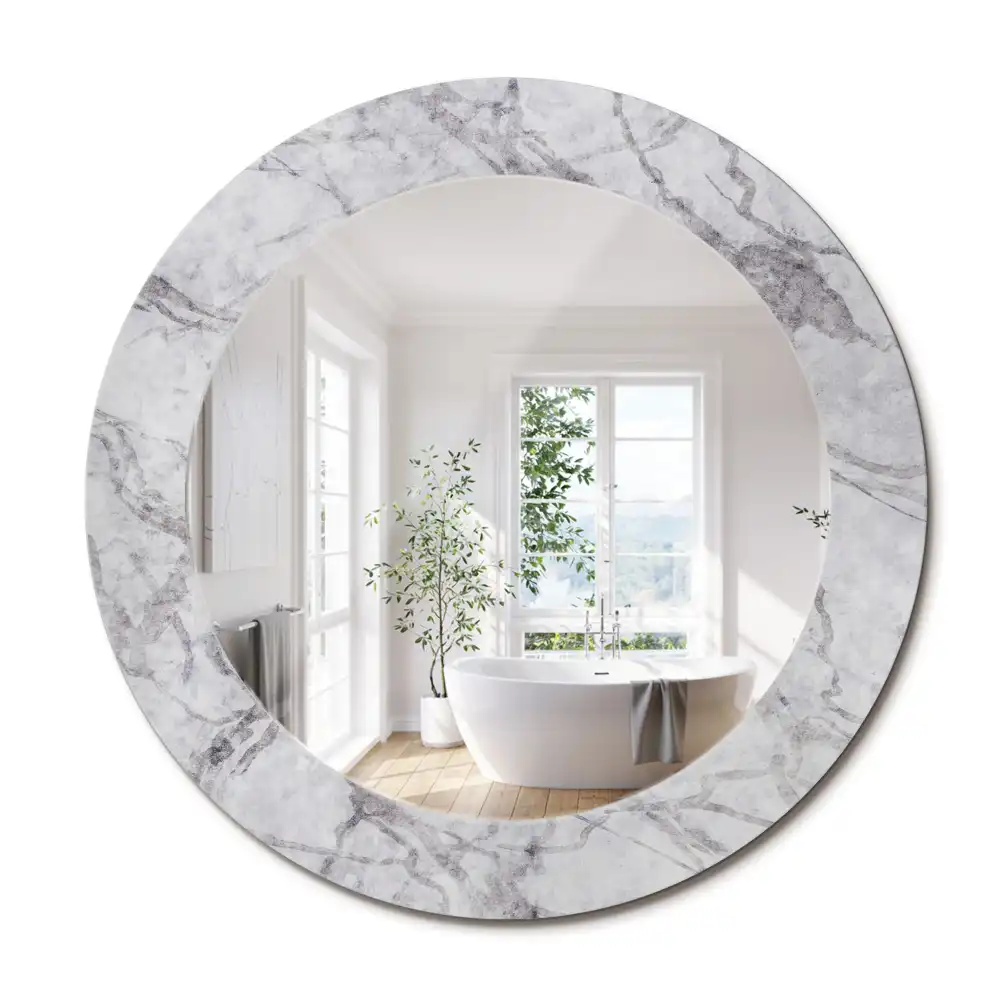 Miroir rond avec décoration marbre blanc
