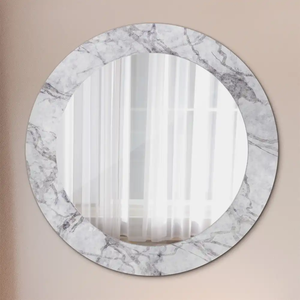 Miroir rond avec décoration marbre blanc