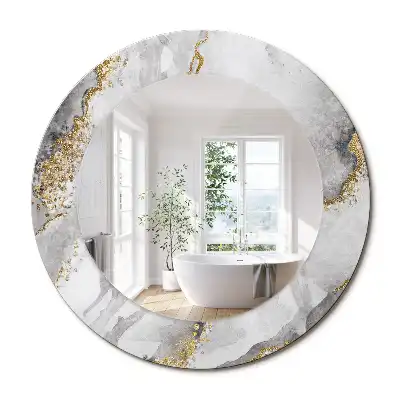 Miroir rond imprimé motif marbré