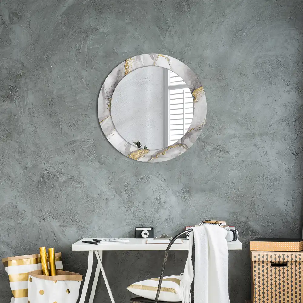 Miroir rond imprimé motif marbré