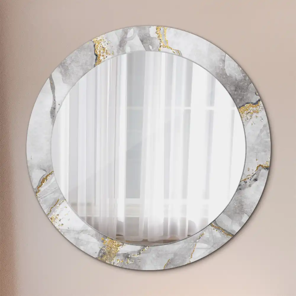 Miroir rond imprimé motif marbré