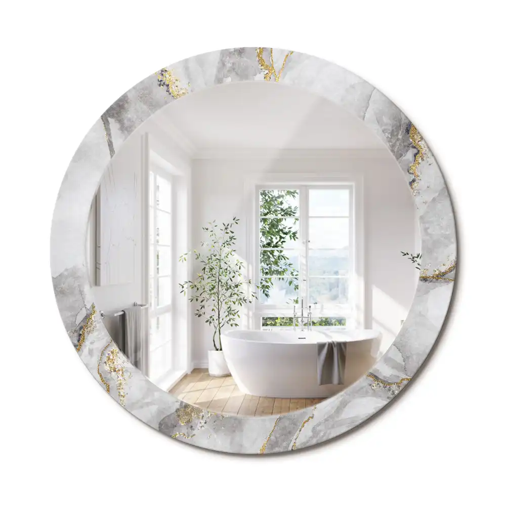 Miroir rond imprimé motif marbré