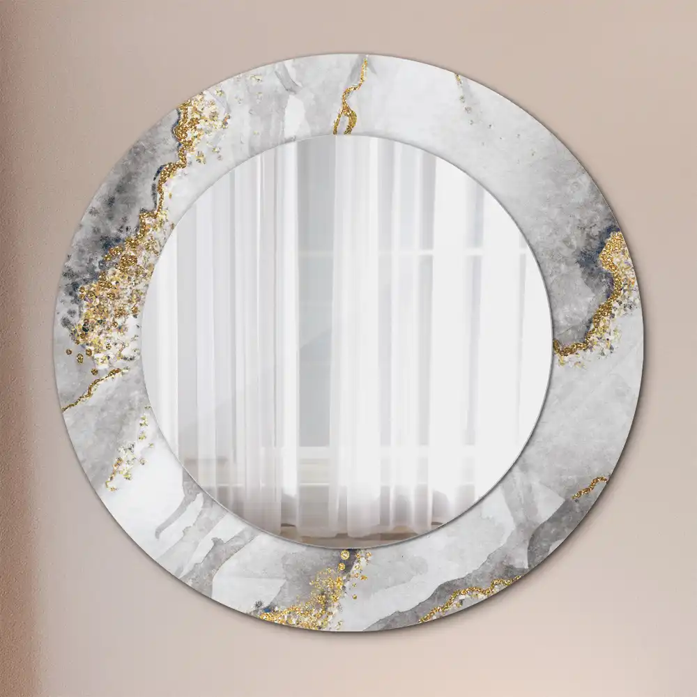 Miroir rond imprimé motif marbré
