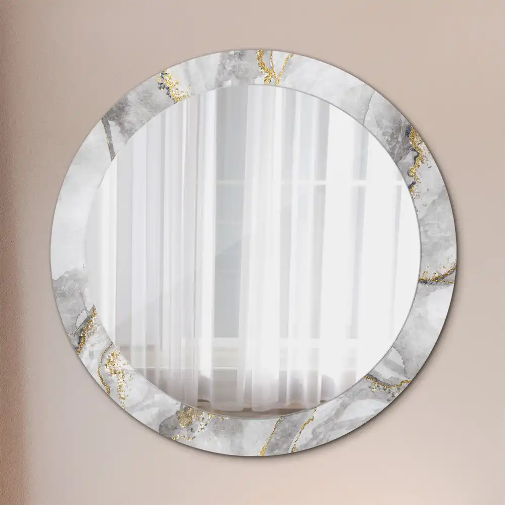 Miroir rond imprimé motif marbré