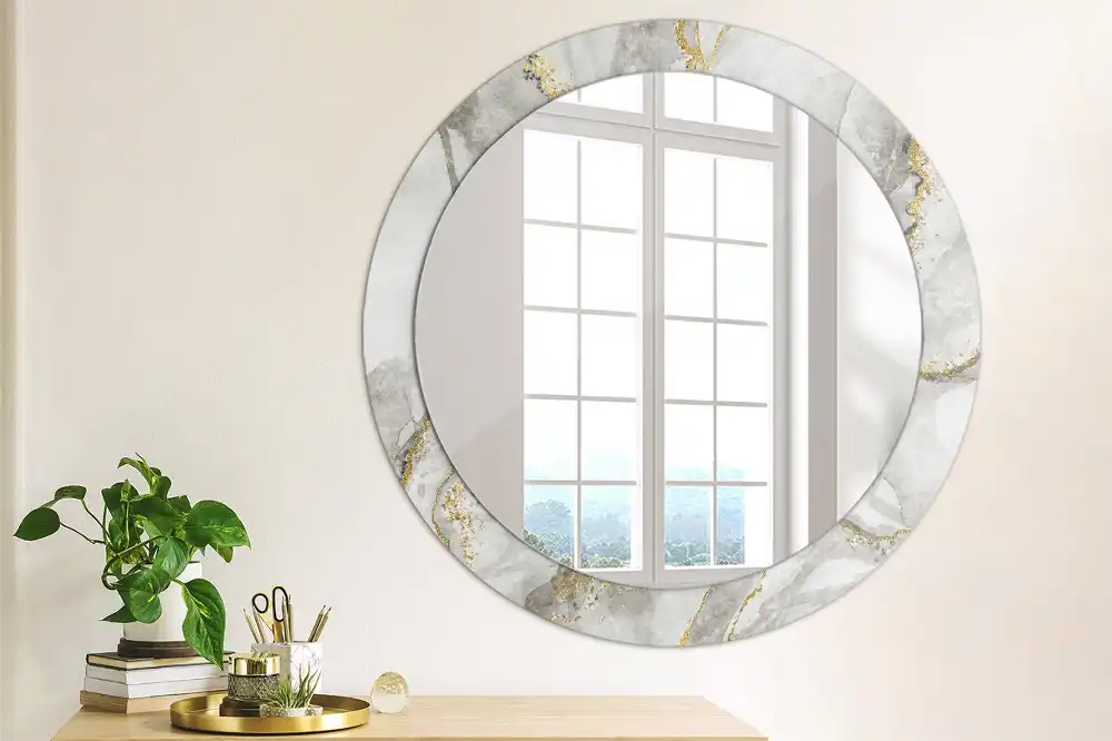 Miroir rond imprimé motif marbré