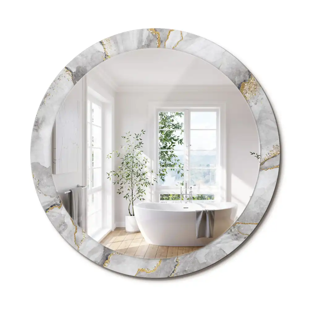 Miroir rond imprimé motif marbré