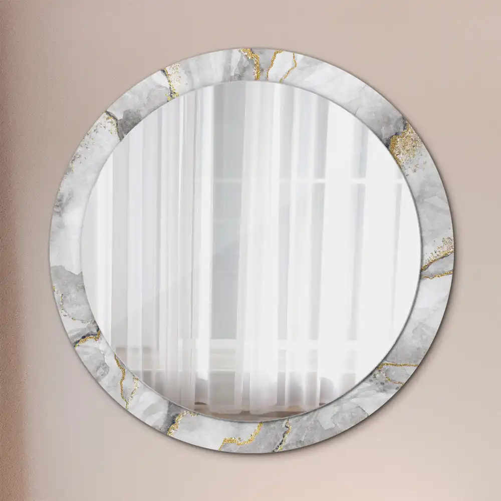 Miroir rond imprimé motif marbré