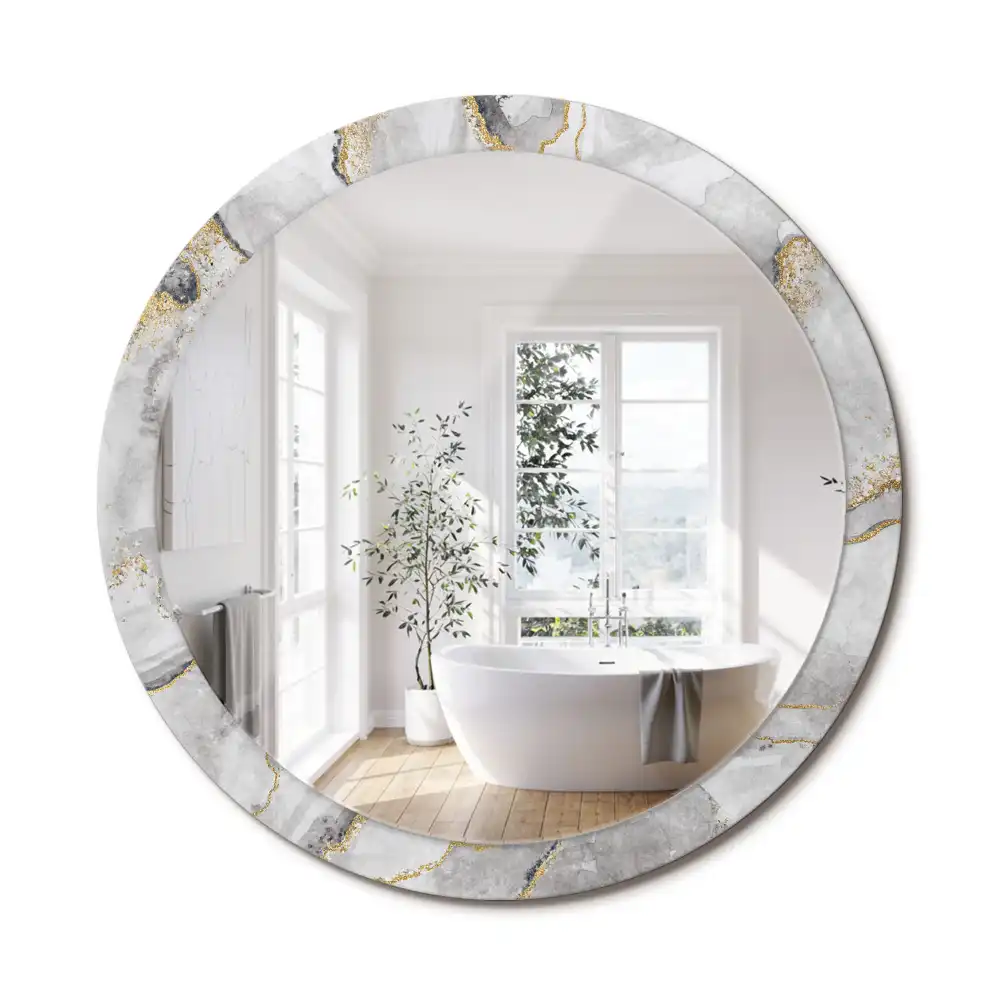 Miroir rond imprimé motif marbré