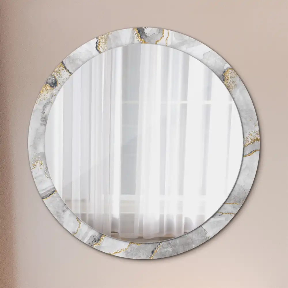 Miroir rond imprimé motif marbré