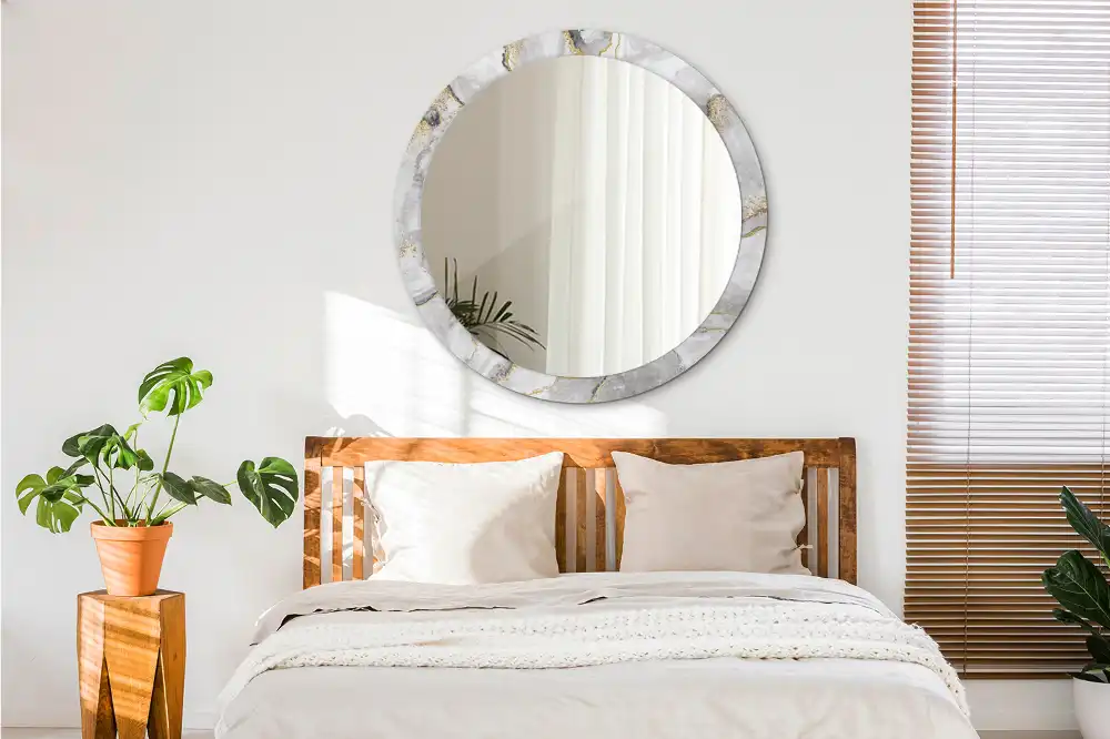Miroir rond imprimé motif marbré