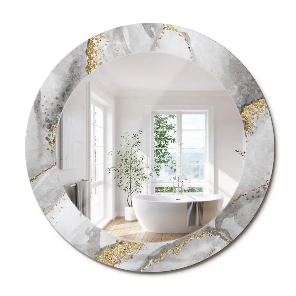 Miroir rond imprimé motif marbré