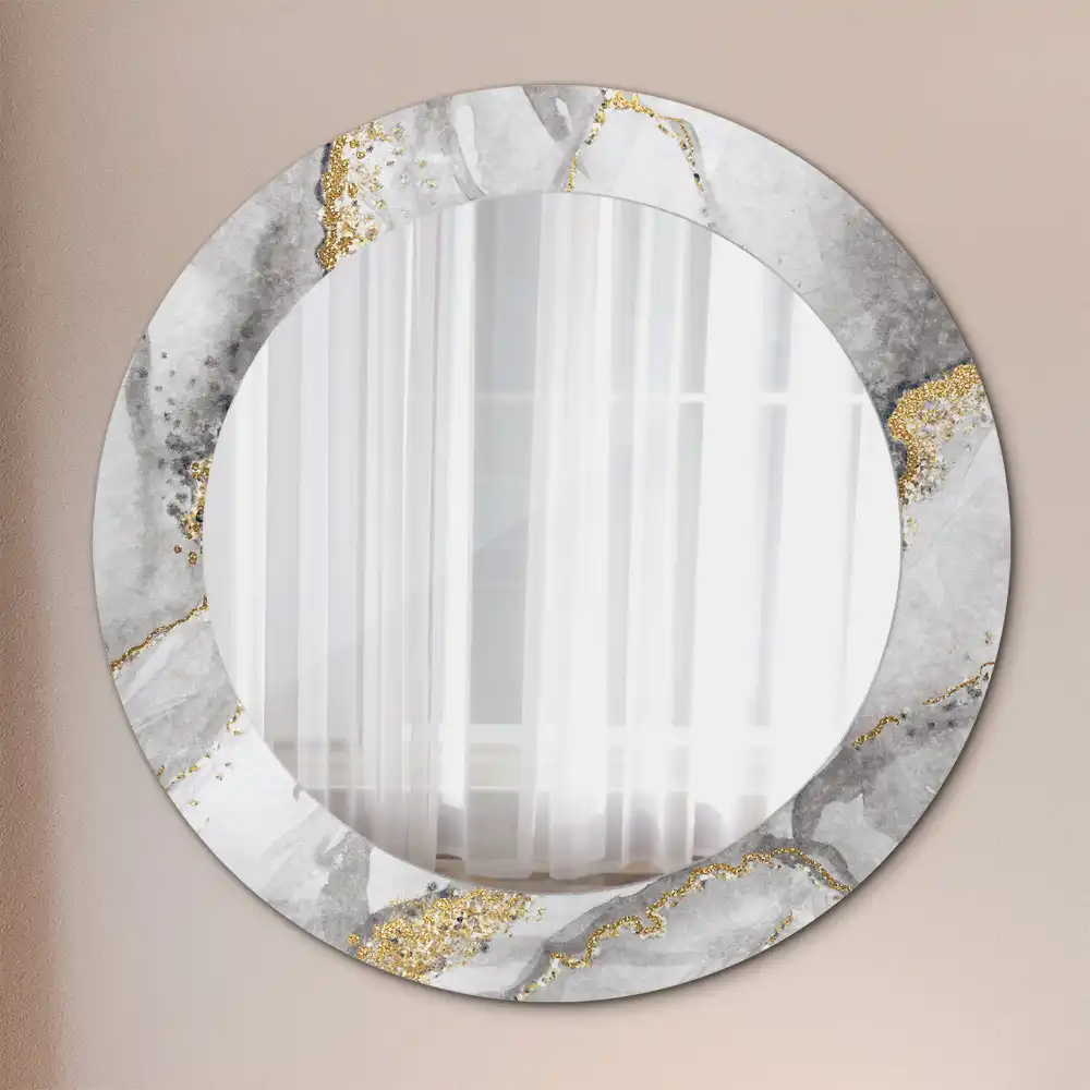Miroir rond imprimé motif marbré