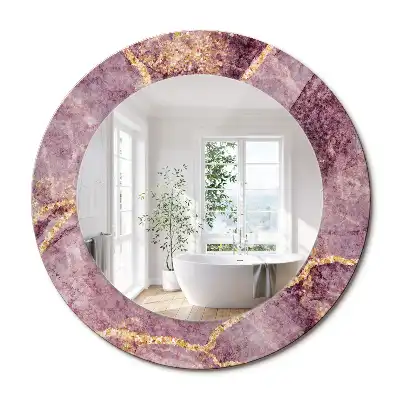 Miroir rond cadre avec impression imitation marbre