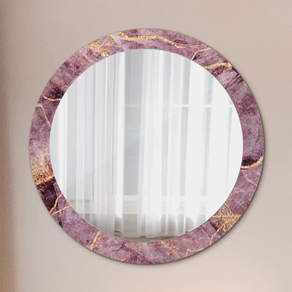 Miroir rond cadre avec impression imitation marbre