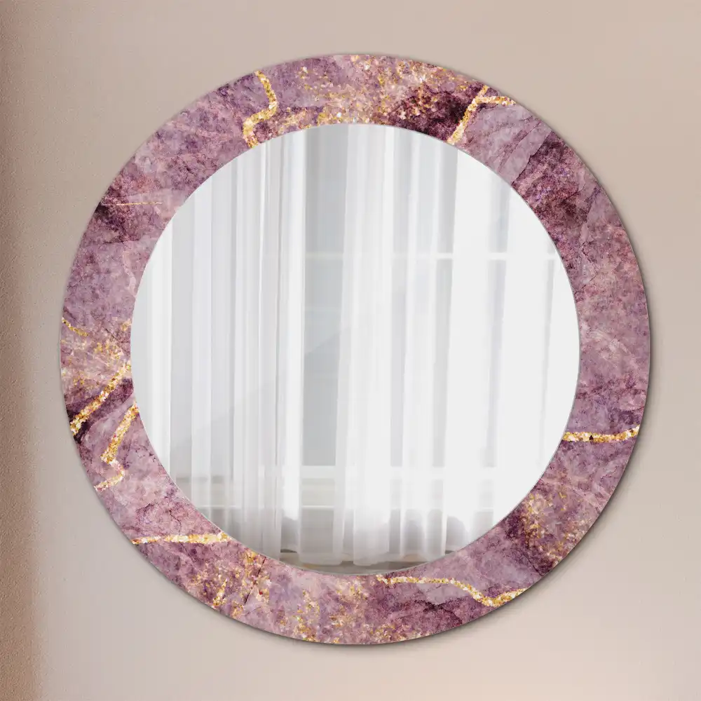 Miroir rond cadre avec impression imitation marbre