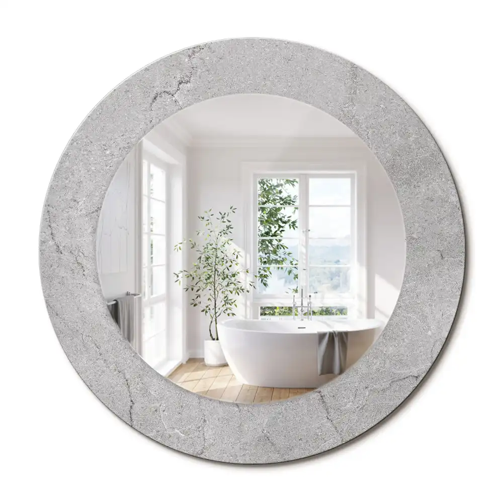 Miroir rond avec décoration ciment gris