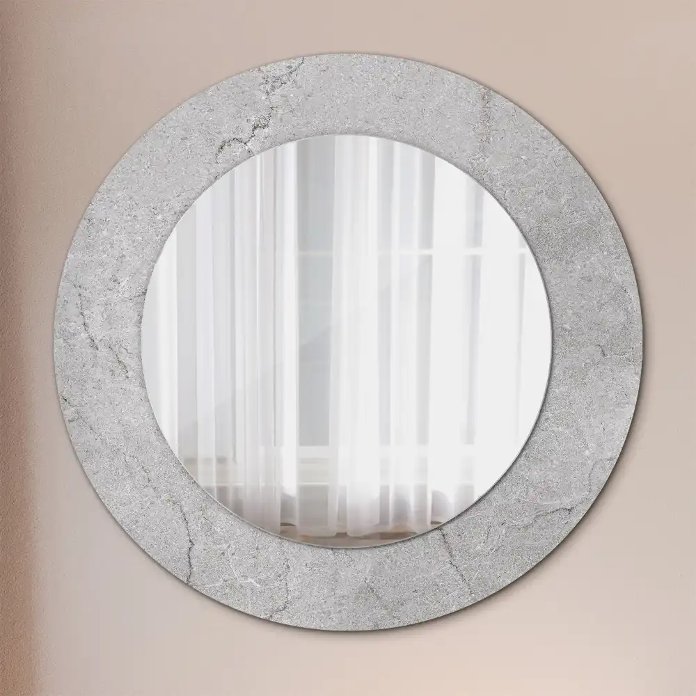 Miroir rond avec décoration ciment gris