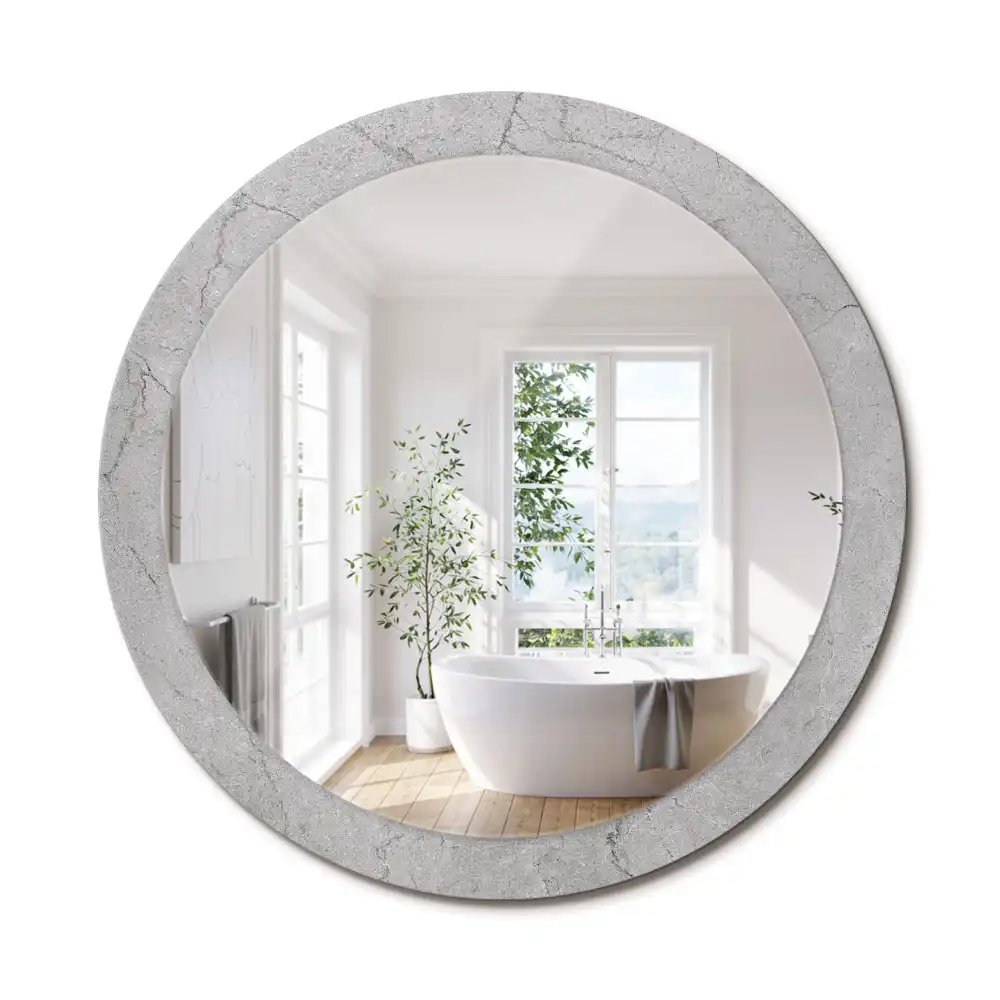 Miroir rond avec décoration ciment gris