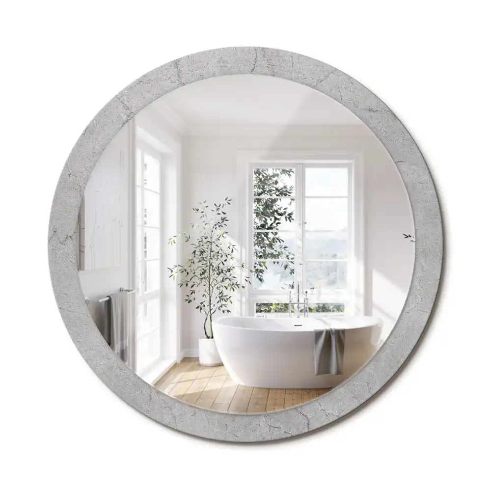 Miroir rond avec décoration ciment gris