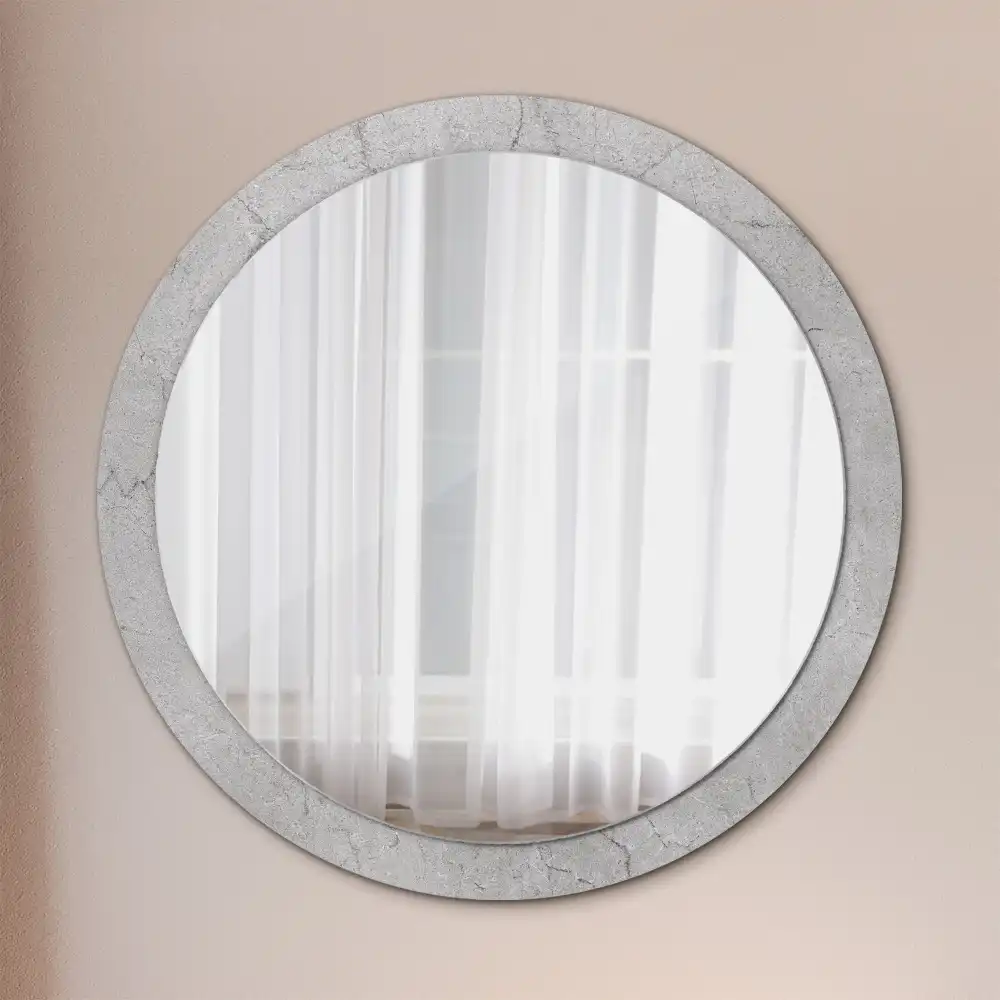 Miroir rond avec décoration ciment gris