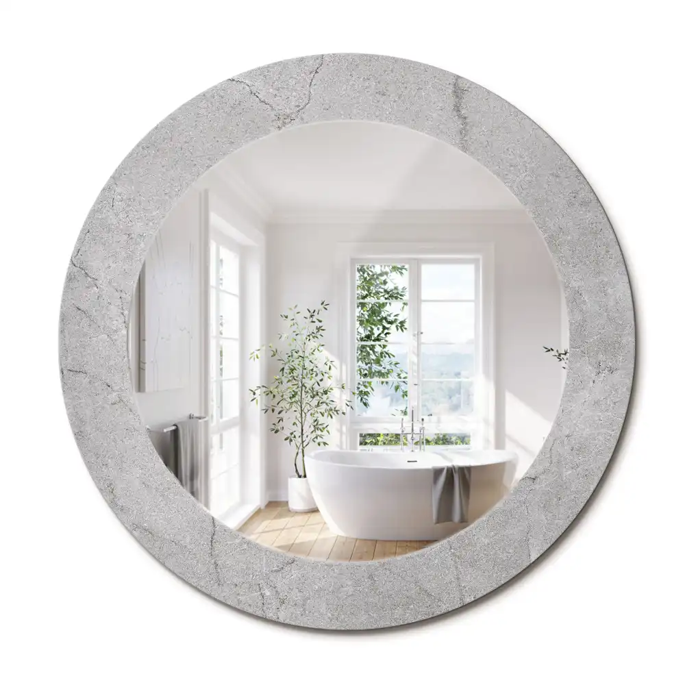 Miroir rond avec décoration ciment gris