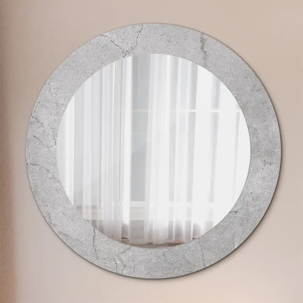 Miroir rond avec décoration ciment gris