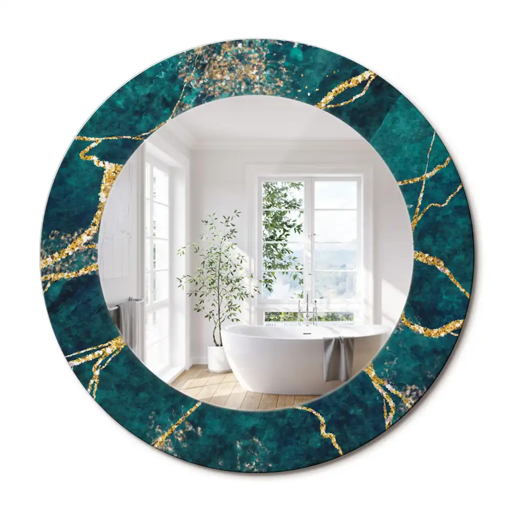 Miroir rond imprimé marbre vert